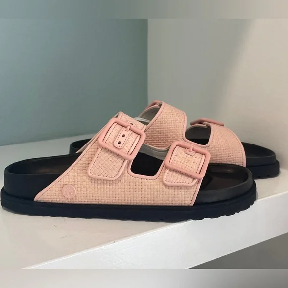 1774 BIRKENSTOCK Arizona Raffia Luxe Slide Sandal Chintz Rose Pink New NWT - Picture 12 of 17